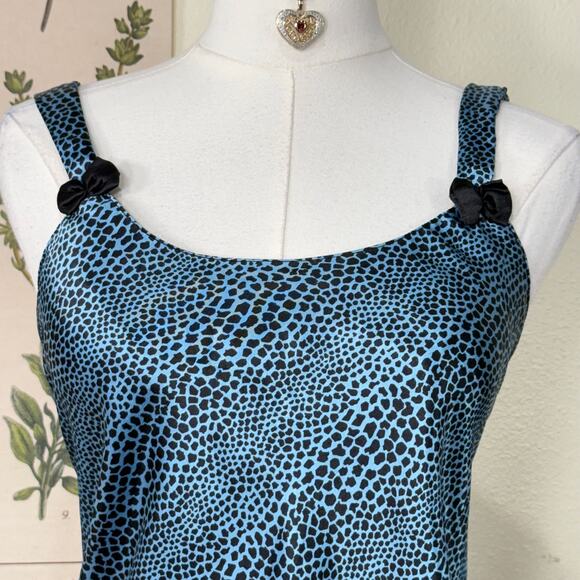 Vintage 90s Y2k Animal Print Satin Mini Slip Dress Bratz Trashy Party Bimbo L - Picture 2 of 5